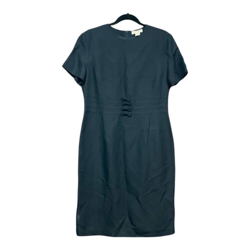Brooks Brothers Dress Women 12 Linen Blend Black Bow